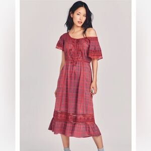 LoveShackFancy Madeline Midi Dress, Moody Ruby size XS NWT